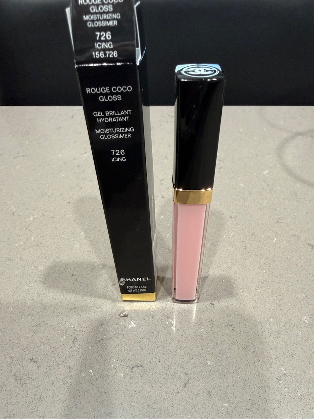 Chanel Rouge Coco Gloss Moisturizing Lip Gloss — Icing 726 (Light Pink), new
